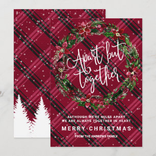 Apart But Together Floral Wreath Flannel Christmas Invitation