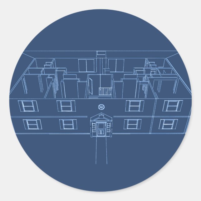 Apartment Building / House: Blue Print Classic Round Sticker (Front)