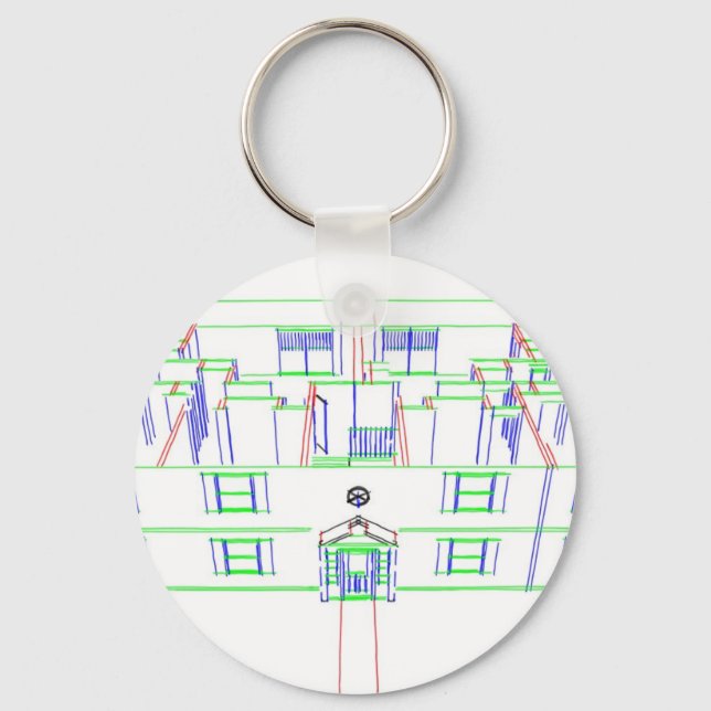 Apartment Building / House: Marker Drawing Key Ring (Front)