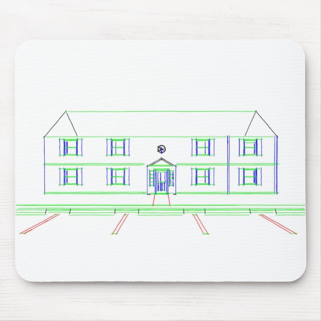 Apartment Building / House: Marker Drawing Mouse Pad (Front)