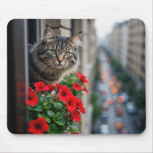 Apartment Tabby Cat In Window Mouse Pad