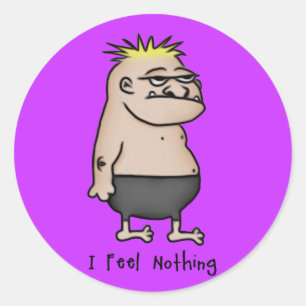 Apathetic Cartoon Guy Classic Round Sticker