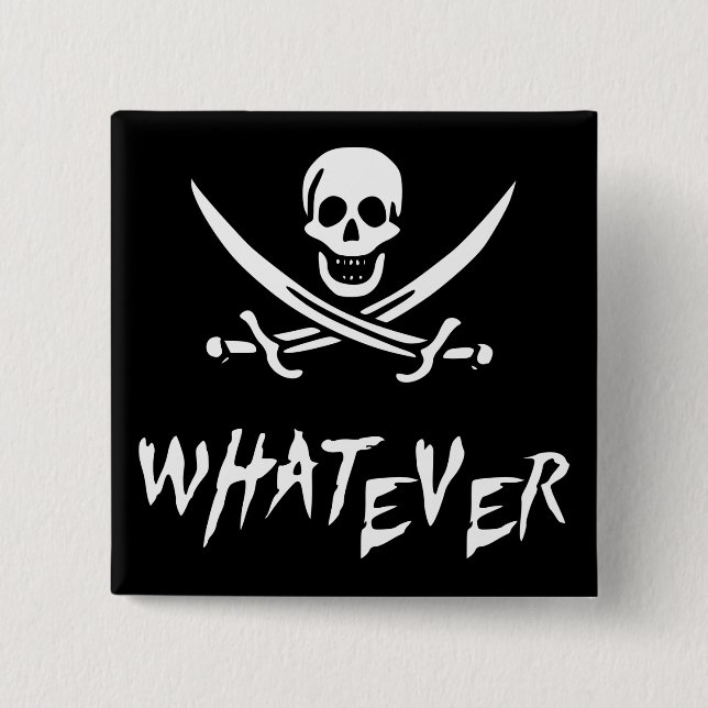 "Apathetic Roger" Pirate {Whitebeard} 15 Cm Square Badge (Front)