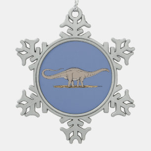 Apatosaurus Snowflake Pewter Christmas Ornament