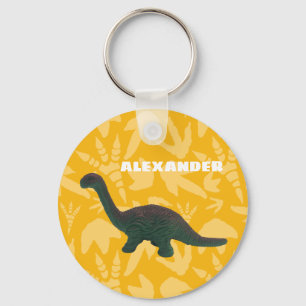 Apatosaurus Toy Dinosaur Green and Yellow Key Ring