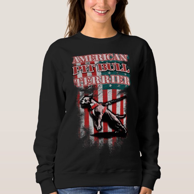 Apbt American Pitbull Terrier American Flag Sweatshirt (Front)