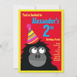 Ape Animal Kid's Birthday Party Invitations