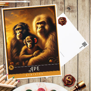 Ape   Cute Family Vintage Animal Postcard