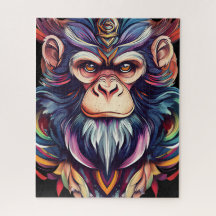 Ape face with jeweled mane