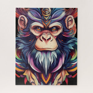 Ape face with jewelled mane jigsaw puzzle