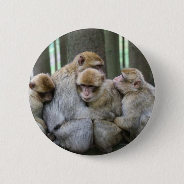 Ape Group Hug 6 Cm Round Badge (Front)