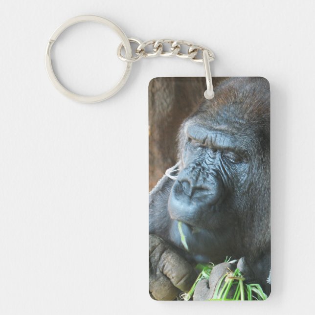 Ape hood ~ Japanese Gorilla Eating Key Ring (Front)