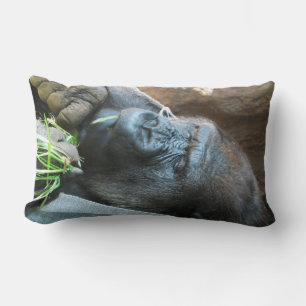 Ape hood ~ Japanese Gorilla Eating Lumbar Cushion