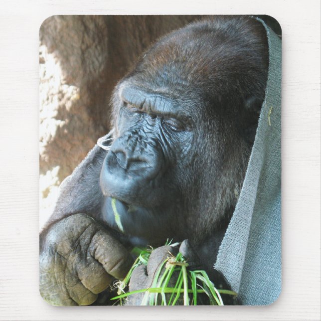 Ape hood ~ Japanese Gorilla Eating Mouse Pad (Front)