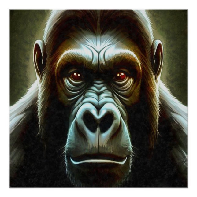 Ape Mountain Gorilla Fun Face Character Portrait Poster (Front)