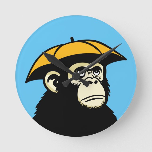 Ape no like rain round clock (Front)