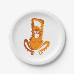 Ape - ORANGUTAN -Endangered animal- Party Paper Plate