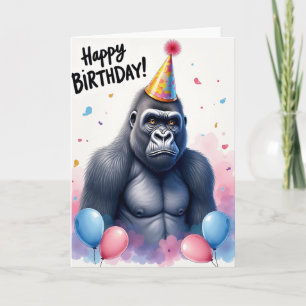 Ape Party Hat Birthday Card