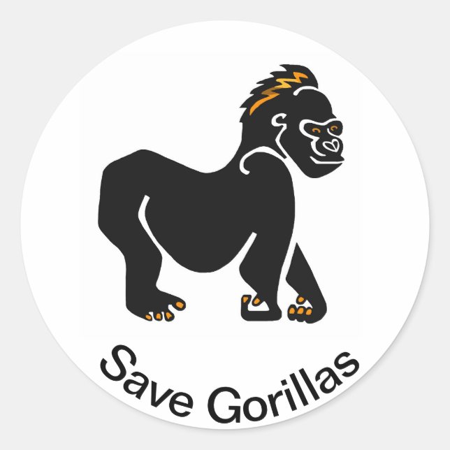Ape - Save GORILLAS - Endangered animal Wildlife - Classic Round Sticker (Front)