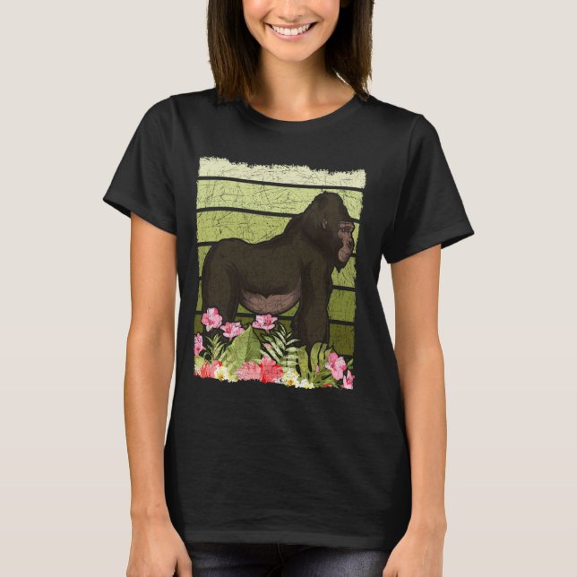 Ape Tropical Monkey Lover Gorilla Lover Retro Gori T-Shirt (Front)