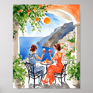 Aperitivo in Amalfi Watercolor Poster