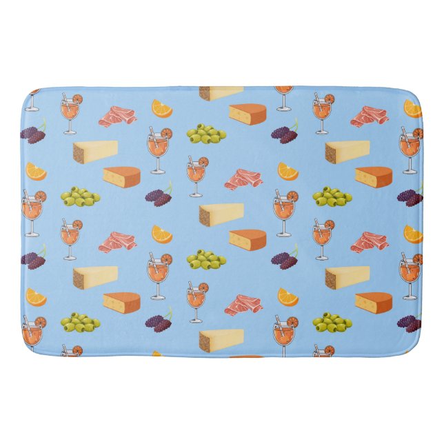 Aperol and Cheese Pattern Bath Mat (Front)