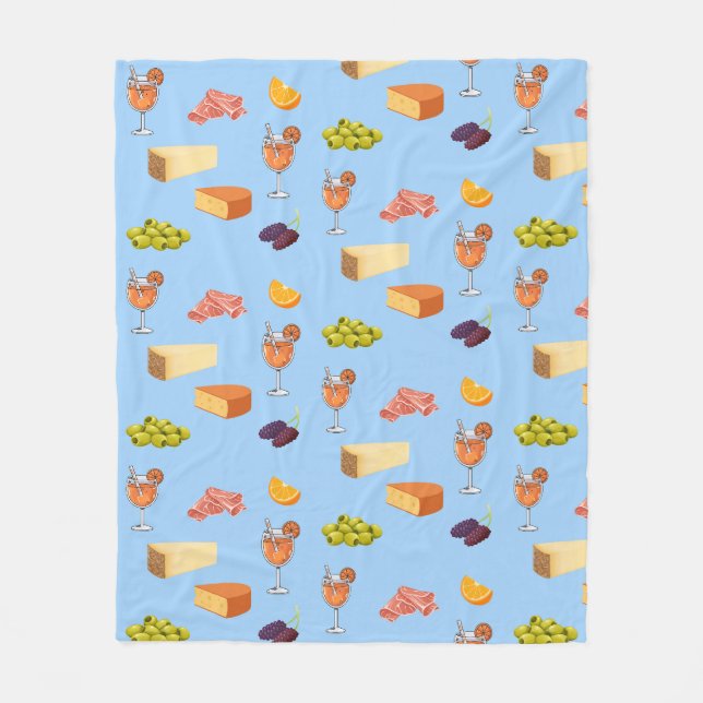 Aperol and Cheese Pattern Fleece Blanket (Front)