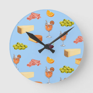 Aperol and Cheese Pattern Round Clock