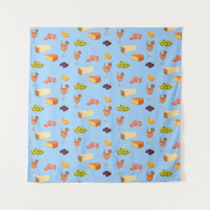 Aperol and Cheese Pattern Tapestry