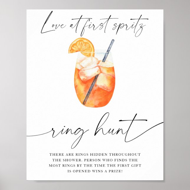 Aperol bridal shower - ring hunt game poster (Front)