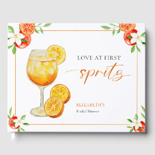Aperol Love at First Spritz Orange Bridal Shower Guest Book