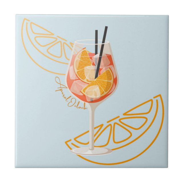 Aperol O'Clock Ceramic Tile (Front)