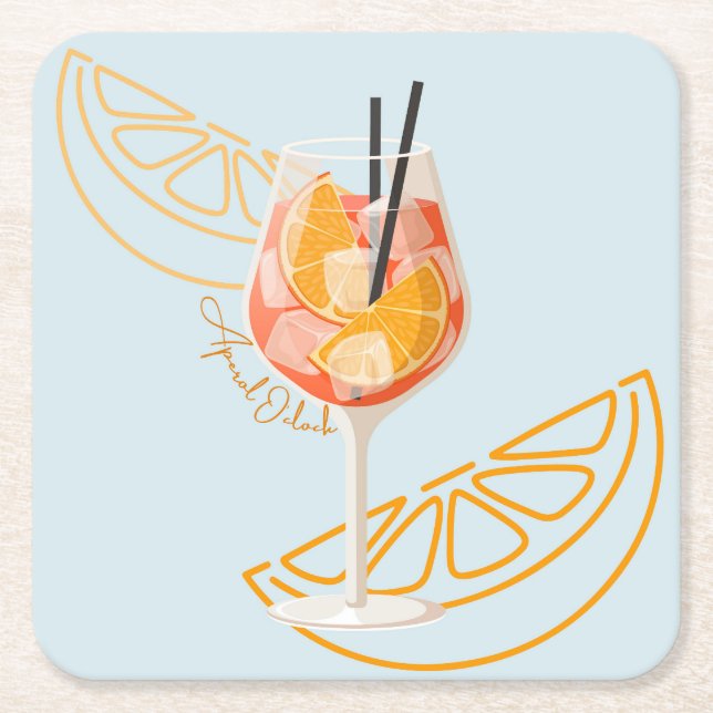 Aperol O'Clock Square Paper Coaster (Front)