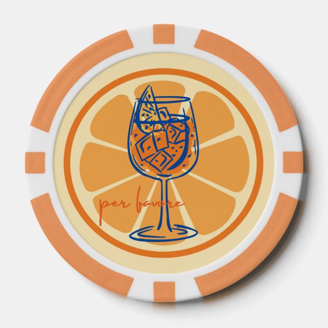   Aperol Per Favore Poker Chips (Front)