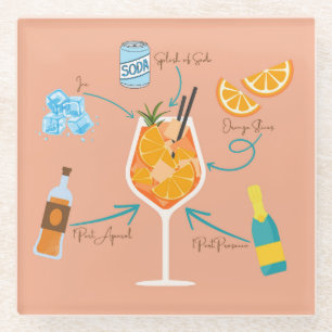 Aperol Recipe Glass Coaster