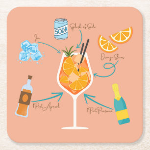 Aperol Recipe Square Paper Coaster