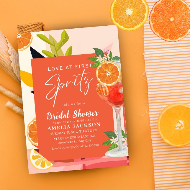 Aperol sprits lemon orange bright  Bridal Shower  Invitation (Creator Uploaded)