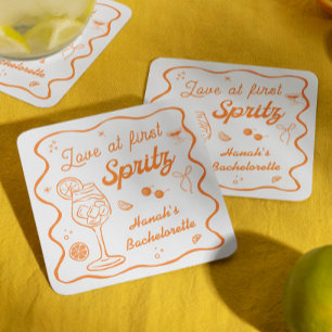 Aperol spritz Bachelorette  Square Paper Coaster