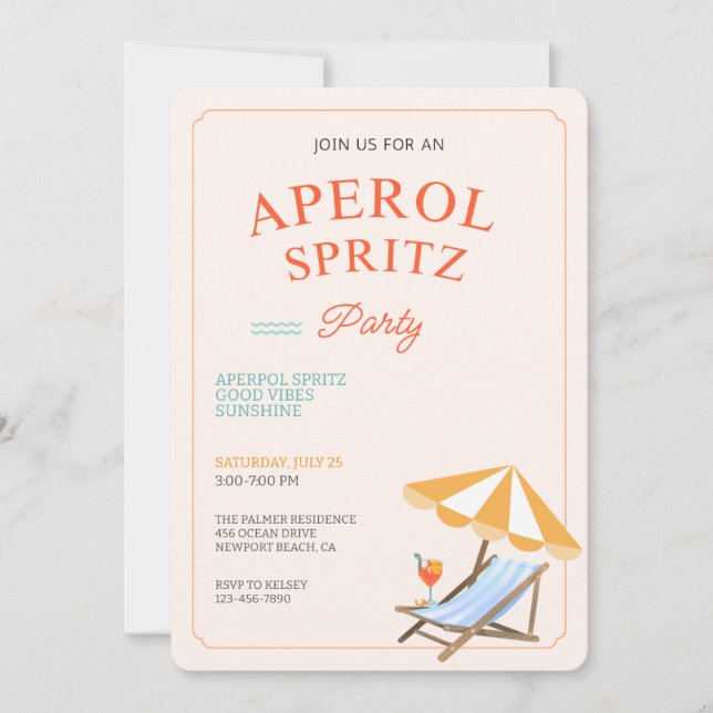 Aperol Spritz Beach Party Invitation (Front)