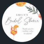 Aperol Spritz Bridal Shower Classic Round Sticker<br><div class="desc">Aperol Spritz Bridal Shower Classic Round Sticker</div>