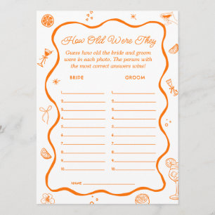 Aperol Spritz Bridal Shower Guess Age Game Card