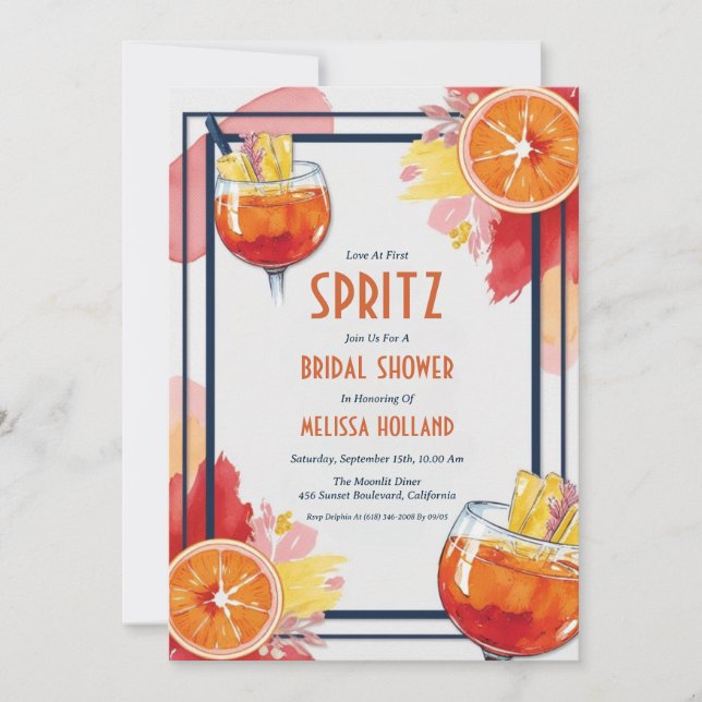 aperol spritz bridal shower invitations (Front)
