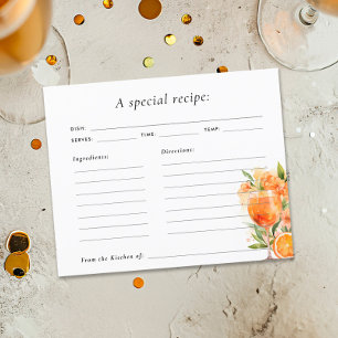 Aperol Spritz Bridal Shower Recipe Card