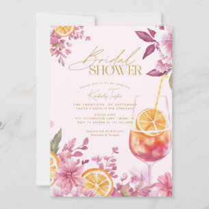 Aperol Spritz Bright Floral Bridal Shower Invitation