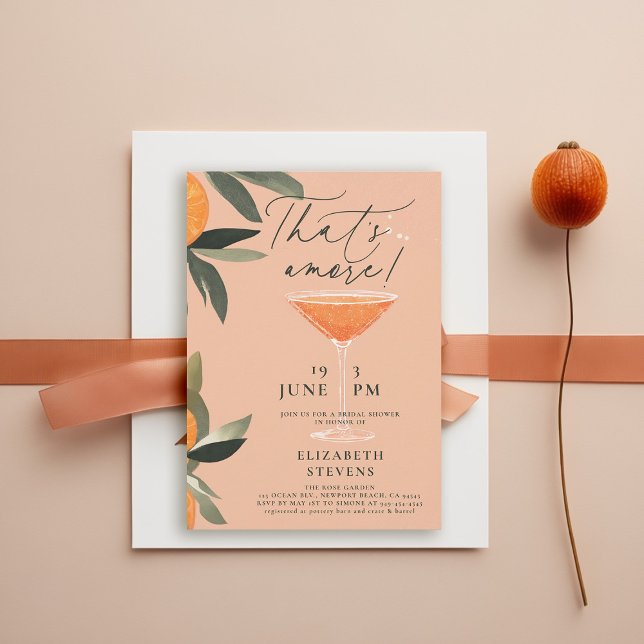 Aperol Spritz Citrus Modern Amore Bridal Shower Invitation (aperol spritz bridal shower invitation watercolor cocktail  brunch garden pool party summer amore)