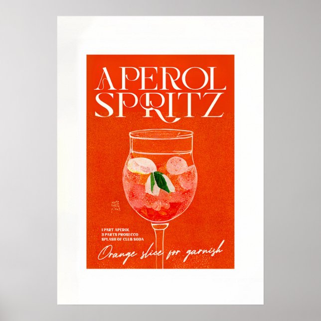 Aperol Spritz Cocktail  Big Orange Glass Poster (Front)