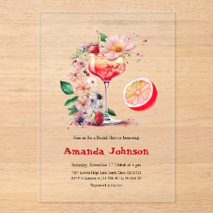 Aperol Spritz Cocktail Citrus Orange Bridal Shower Acrylic Invitations