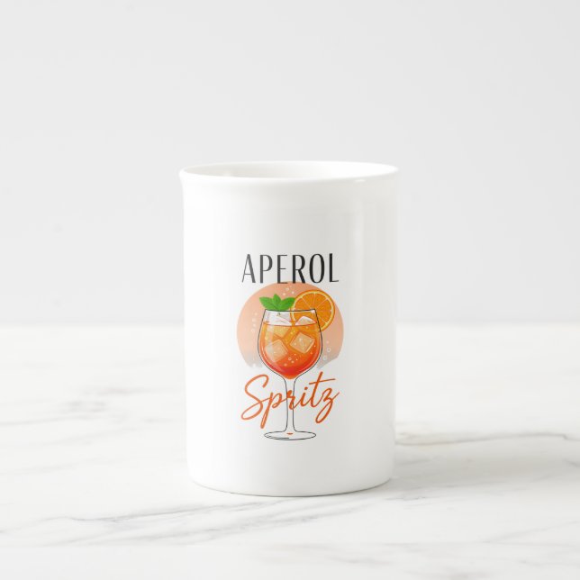 Aperol Spritz Cocktail Design Bone China Mug (Front)