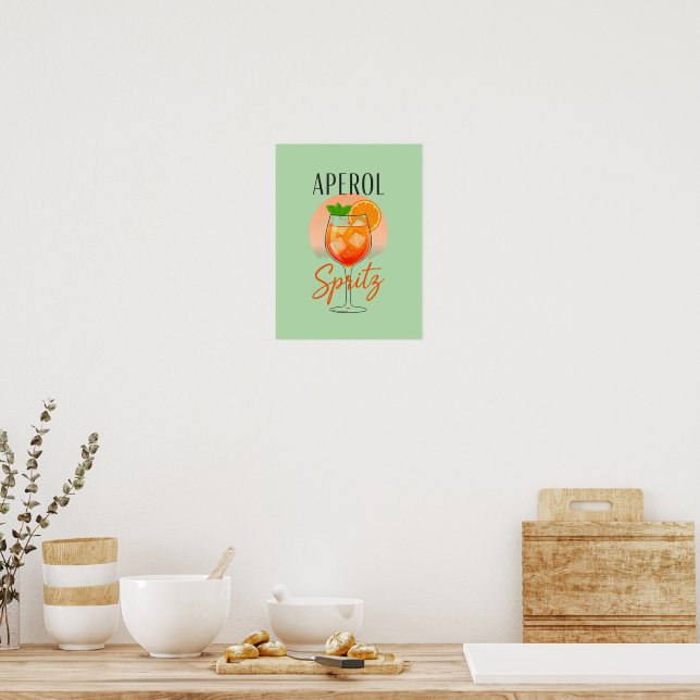 Aperol Spritz Cocktail Design Poster (Kitchen)