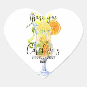 Aperol Spritz Cocktail Italian Style Bridal Shower Heart Sticker